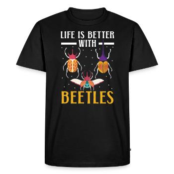 La vie est meilleure avec les coléoptères Entomologie Bug Hunter - T-shirt Premium bio Homme - noir - Devant - Nico (187cm)