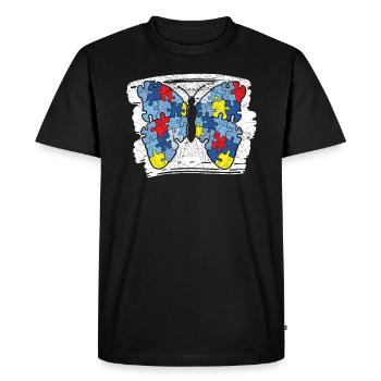 Entomologie des papillons Entomologiste Sensibilisation à l’autisme - T-shirt Premium bio Homme - noir - Devant - Nico (187cm)