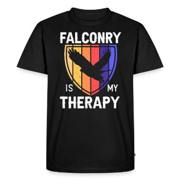 La fauconnerie est ma thérapie Amoureux des oiseaux Fauconnerie Faucon - T-shirt Premium bio Homme - noir - Devant - Nico (187cm)