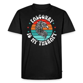 La fauconnerie est ma thérapie Amoureux des oiseaux Fauconnerie Faucon - T-shirt Premium bio Homme - noir - Devant - Nico (187cm)