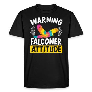 Fauconnerie Ornithologie Faucon Faucon Fauconnier Attitude - T-shirt Premium bio Homme - noir - Devant - Nico (187cm)