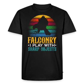 Fauconnerie Fauconnerie Amateur d’oiseaux Ornithologie Faucon - T-shirt Premium bio Homme - noir - Devant - Nico (187cm)