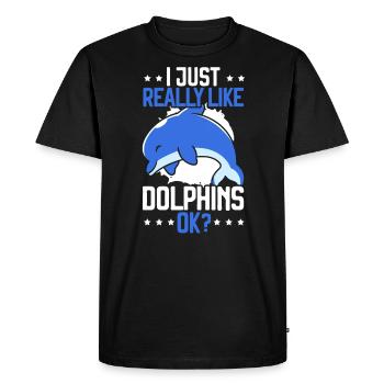 Dolphin Lover Marine Biology Underwater Animal - Men's Premium Organic T-Shirt - black - Front - Nico (187cm)