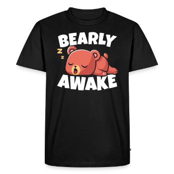 Bearly Awake Sleeping Bear Lover Wildlife Animal - Men's Premium Organic T-Shirt - black - Front - Nico (187cm)