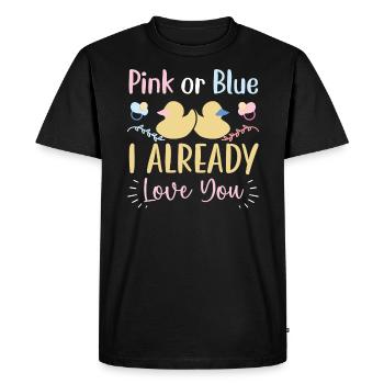 Pink Or Blue I Already Love You Gender Reveal - Men's Premium Organic T-Shirt - black - Front - Nico (187cm)