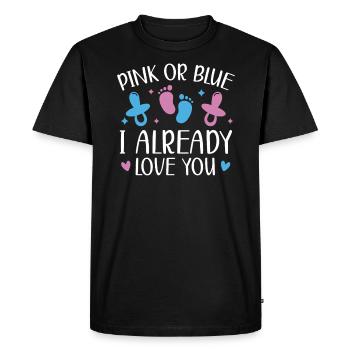 Pink Or Blue I Already Love You Gender Reveal - Men's Premium Organic T-Shirt - black - Front - Nico (187cm)