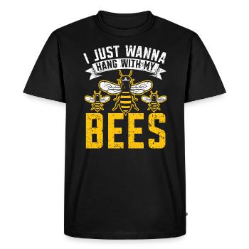 Je veux juste passer du temps avec mes abeilles Apiculteur Abeille - T-shirt Premium bio Homme - noir - Devant - Nico (187cm)