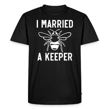 Apiculteur Apiculture Abeille à miel J'ai épousé un gardien - T-shirt Premium bio Homme - noir - Devant - Nico (187cm)
