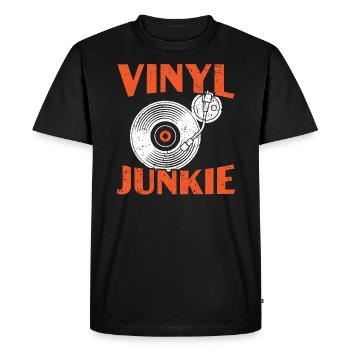 Vinyle Junkie Vinyl Record Player Mélomane - T-shirt Premium bio Homme - noir - Devant - Nico (187cm)
