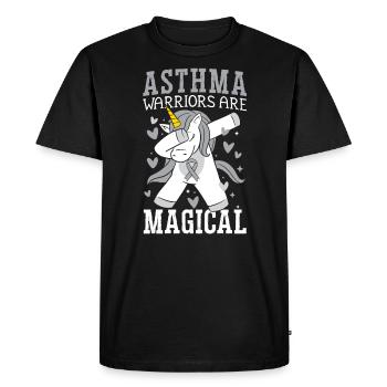 Les guerriers de l’asthme sont des licornes magiques - T-shirt Premium bio Homme - noir - Devant - Nico (187cm)