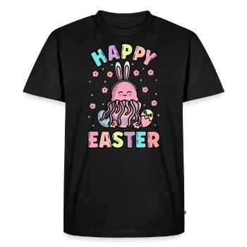 Bonne méduse de Pâques avec oreilles de lapin printemps - T-shirt Premium bio Homme - noir - Devant - Nico (187cm)