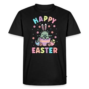Joyeux dragon de Pâques avec des oreilles de lapin printemps - T-shirt Premium bio Homme - noir - Devant - Nico (187cm)