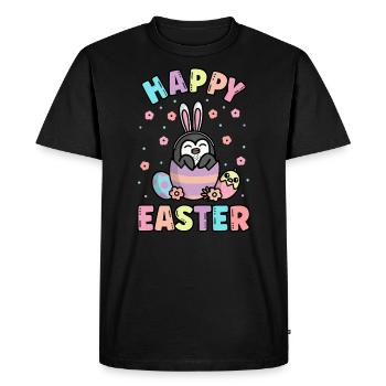 Joyeux pingouin de Pâques avec oreilles de lapin printemps - T-shirt Premium bio Homme - noir - Devant - Nico (187cm)