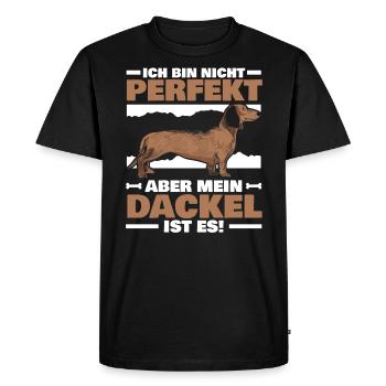 Mein Dackel Ist Perfekt Rauhaardackel - Men's Premium Organic T-Shirt - black - Front - Nico (187cm)