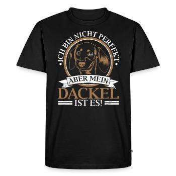 Mein Dackel Ist Perfekt Rauhaardackel - Men's Premium Organic T-Shirt - black - Front - Nico (187cm)