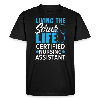 Living The Scrub Life Nursing Assistant CNA - Men's Premium Organic T-Shirt - black - Front - Nico (187cm)