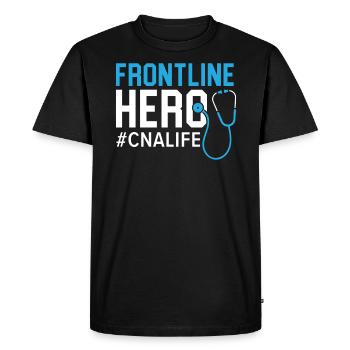 Héroïne de première ligne Aide-infirmière à vie de l’AIIC - T-shirt Premium bio Homme - noir - Devant - Nico (187cm)