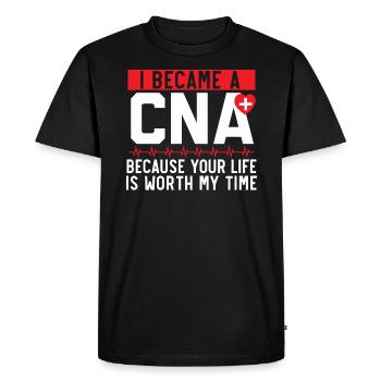 Certified Nursing Assistant Medical Worker CNA - Men's Premium Organic T-Shirt - black - Front - Nico (187cm)
