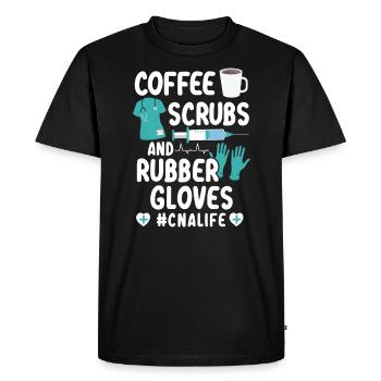 Coffee Scrubs And Rubber Gloves CNA Life Nursing - Men's Premium Organic T-Shirt - black - Front - Nico (187cm)