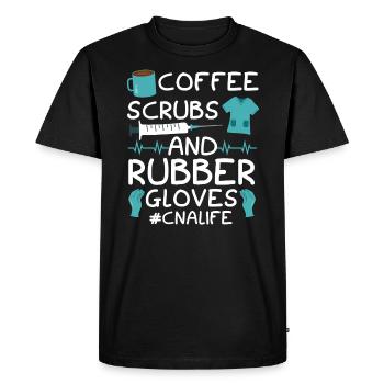 Coffee Scrubs And Rubber Gloves CNA Life Nursing - Men's Premium Organic T-Shirt - black - Front - Nico (187cm)