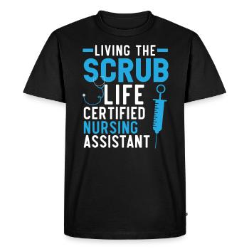Living The Scrub Life Nursing Assistant CNA - Men's Premium Organic T-Shirt - black - Front - Nico (187cm)