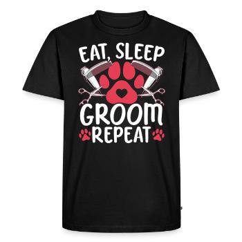 Manger Sommeil Groom Répéter Pet Grooming Dog Groomer - T-shirt Premium bio Homme - noir - Devant - Nico (187cm)