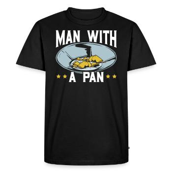 Man With A Pan Metal Detectorist Treasure Hunting - Men's Premium Organic T-Shirt - black - Front - Nico (187cm)