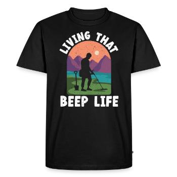 Living That Beep Life Detectorist Treasure Hunting - Men's Premium Organic T-Shirt - black - Front - Nico (187cm)