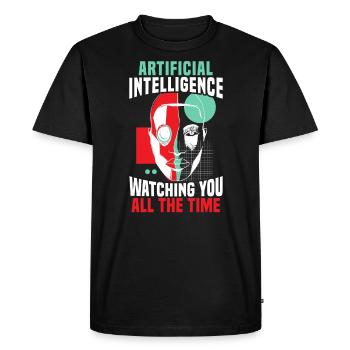 L’intelligence artificielle vous surveille tout le temps - T-shirt Premium bio Homme - noir - Devant - Nico (187cm)
