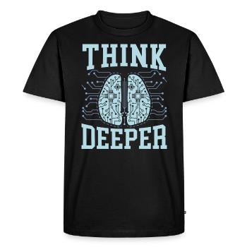 Pensez plus profondément IA Intelligence artificielle robotique - T-shirt Premium bio Homme - noir - Devant - Nico (187cm)