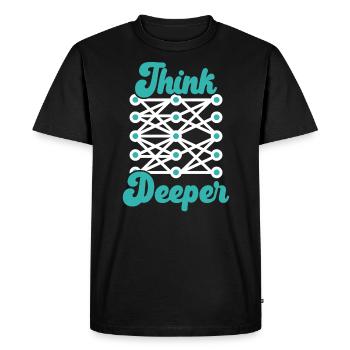 Pensez plus profondément IA Intelligence artificielle robotique - T-shirt Premium bio Homme - noir - Devant - Nico (187cm)