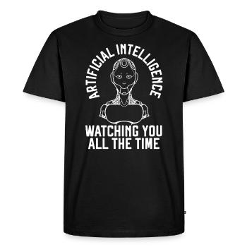 L’intelligence artificielle vous surveille tout le temps - T-shirt Premium bio Homme - noir - Devant - Nico (187cm)