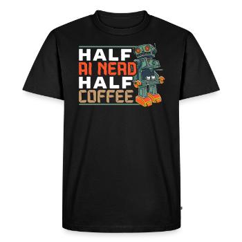 Half AI Nerd Half Coffee Artificial Intelligence - Men's Premium Organic T-Shirt - black - Front - Nico (187cm)