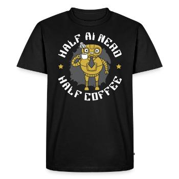 Half AI Nerd Half Coffee Artificial Intelligence - Men's Premium Organic T-Shirt - black - Front - Nico (187cm)
