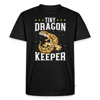 Petit gardien de dragon reptile léopard gecko amoureux - T-shirt Premium bio Homme - noir - Devant - Nico (187cm)