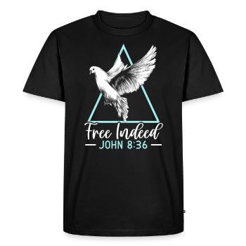 Free Indeed Christian Believer Christianity - Men's Premium Organic T-Shirt - black - Front - Nico (187cm)