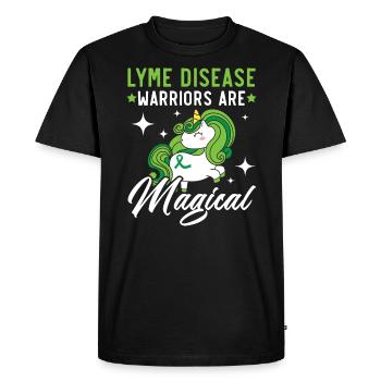 Les guerriers de la maladie de Lyme sont des amoureux magiques de la licorne - T-shirt Premium bio Homme - noir - Devant - Nico (187cm)