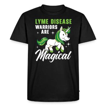 Les guerriers de la maladie de Lyme sont des amoureux magiques de la licorne - T-shirt Premium bio Homme - noir - Devant - Nico (187cm)