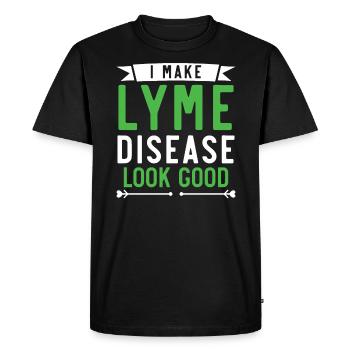 Je fais bien paraître la maladie de Lyme Guerrier de la maladie de Lyme - T-shirt Premium bio Homme - noir - Devant - Nico (187cm)