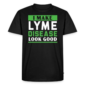 Je fais bien paraître la maladie de Lyme Guerrier de la maladie de Lyme - T-shirt Premium bio Homme - noir - Devant - Nico (187cm)