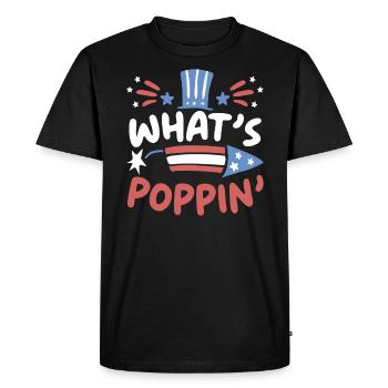 Qu’est-ce que Poppin America USA Patriotic 4th Of Juillet - T-shirt Premium bio Homme - noir - Devant - Nico (187cm)