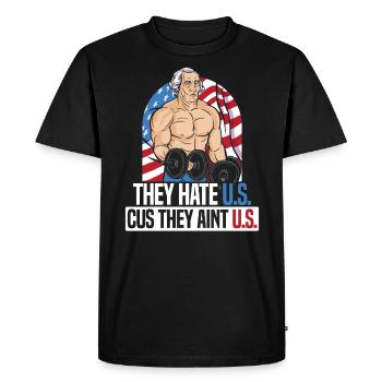 Ils nous haïssent parce qu’ils ne nous sont pas l’Amérique 4 juillet - T-shirt Premium bio Homme - noir - Devant - Nico (187cm)