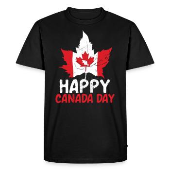 Happy Canada Day Canadian Canada Flag Maple Leaf - Men's Premium Organic T-Shirt - black - Front - Nico (187cm)