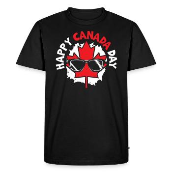 Happy Canada Day Canadian Canada Flag Maple Leaf - Men's Premium Organic T-Shirt - black - Front - Nico (187cm)