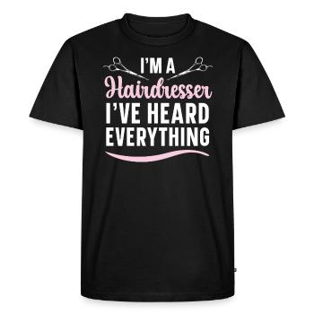 Je suis coiffeur J’ai tout entendu Barbier - T-shirt Premium bio Homme - noir - Devant - Nico (187cm)