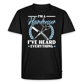 Je suis coiffeur J’ai tout entendu Barbier - T-shirt Premium bio Homme - noir - Devant - Nico (187cm)