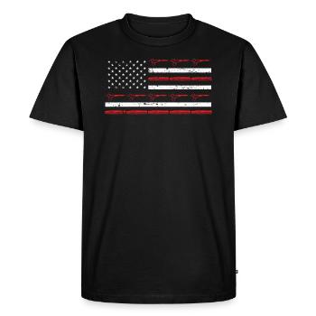 Drapeau des États-Unis Coupe de cheveux Barbier Barbier 4 Juillet - T-shirt Premium bio Homme - noir - Devant - Nico (187cm)