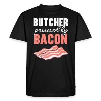 Butcher propulsé par Bacon Butchery Job Meat Shop - T-shirt Premium bio Homme - noir - Devant - Nico (187cm)
