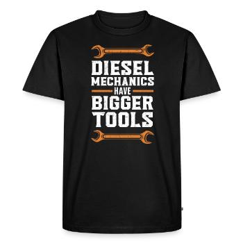 Les mécaniciens diesel ont de plus gros outils Mécanicien automobile - T-shirt Premium bio Homme - noir - Devant - Nico (187cm)