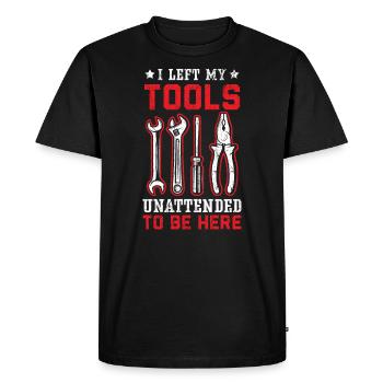 J’ai laissé mes outils sans surveillance pour être ici mécanicien - T-shirt Premium bio Homme - noir - Devant - Nico (187cm)